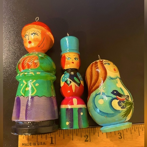 Three Folk Art Handpainted Figurine Ornaments - Picture 10 of 11